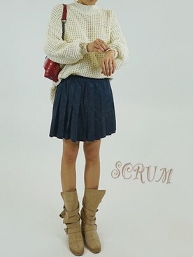 「ブルー x ホワイト」｜SCRUMさん（レディース・161cm）の秋コーディネート