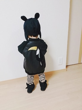 「動物モチーフ」｜「アイテム（ライダースジャケット）」を使った、M。さん（キッズ・80cm）の冬コーディネート