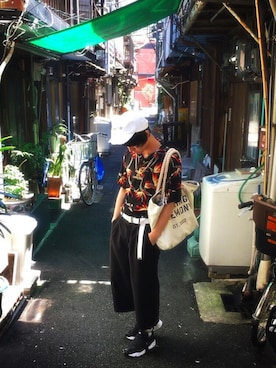 「M.Y.O.B（エム.ワイ.オー.ビー）のアイテム（帽子）」を使った、hidoide さん（メンズ・170cm）の夏コーディネート