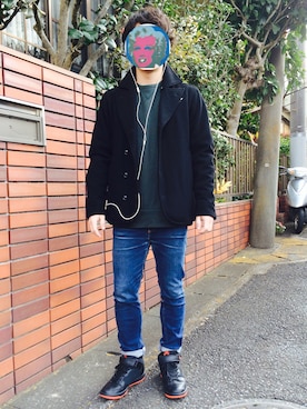 「nike sb 」｜「アイテム（ピーコート）」を使った、ikagoyさん（メンズ・165cm）の秋コーディネート
