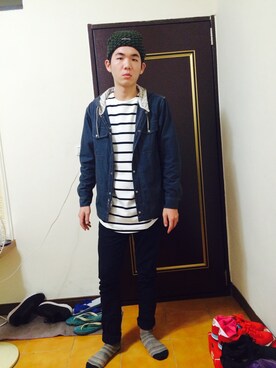 「PUBLISH（パブリッシュ）のアイテム（トップス）」を使った、林軒さん（メンズ・178cm）の秋コーディネート