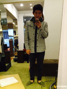 「PUBLISH（パブリッシュ）のアイテム（ジャケット/アウター）」を使った、林軒さん（メンズ・178cm）の冬コーディネート