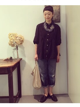 「Yohji Yamamoto（ヨウジヤマモト）のアイテム（その他シューズ）」を使った、masumiさん（レディース・158cm）の秋コーディネート
