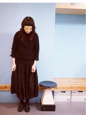 「Yohji Yamamoto（ヨウジヤマモト）のアイテム（その他シューズ）」を使った、masumiさん（レディース・158cm）の冬コーディネート