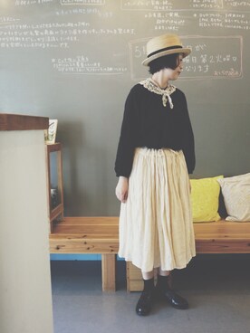 「Honnete（オネット）のアイテム（スカート）」を使った、masumiさん（レディース・158cm）の春コーディネート