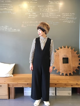 「アイテム（オールインワン・サロペット）」を使った、masumiさん（レディース・158cm）の冬コーディネート