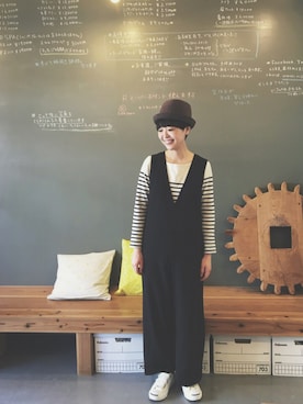 「アイテム（オールインワン・サロペット）」を使った、masumiさん（レディース・158cm）の冬コーディネート