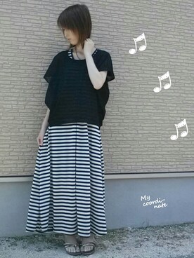 「no brand（ノーブランド）のアイテム名不明（ワンピース）」を使った、みんなのこさん（レディース・164cm）の夏コーディネート