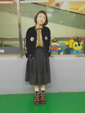 「Marjorie（マージョリー）のアイテム（ジャケット/アウター）」を使った、溫憶希さん（レディース・163cm）の春コーディネート