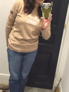 「MAISON DE REEFUR（メゾンドリーファー）のBELLA FREUD×MAISON DE REEFURリミテッドニットプルオーバー（ニット/セーター、ベージュ系）」を使った、kumiさん（レディース・162cm）の夏コーディネート