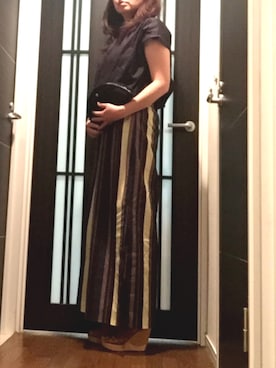 「LI HUA（リーファー）のコットン リネン ワイド パンツ（その他パンツ、その他）」を使った、kumiさん（レディース・162cm）の夏コーディネート