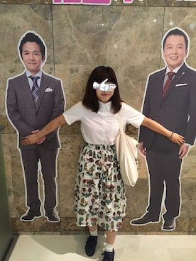 「無印良品（ムジルシリョウヒン）のアイテム（トップス、ホワイト系）」を使った、ゆかいさんさん（レディース・152cm）の夏コーディネート