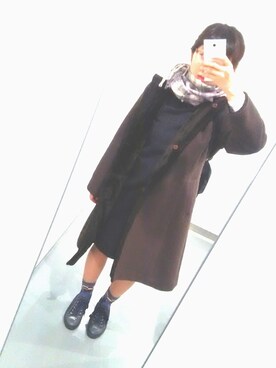 「EASTBOY（イーストボーイ）のアイテム（マフラー、ピンク系）」を使った、ゆかいさんさん（レディース・152cm）の冬コーディネート