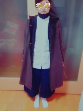 「古着のアイテム（ダウンジャケット/コート、ブラウン系）」を使った、ゆかいさんさん（レディース・152cm）の冬コーディネート