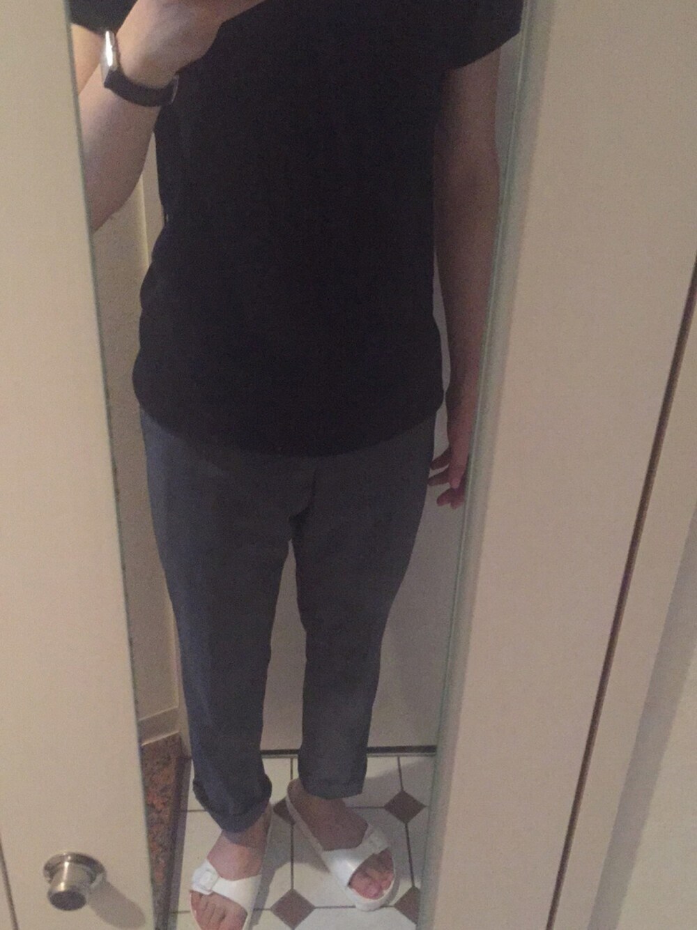 「BIRKENSTOCKのMADRID/マドリッド_EVA（(MEN）（サンダル、ホワイト系）」を使った、yunyun_jpさん（メンズ・177cm）の夏コーディネートの1枚目の写真