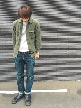 「HELLER'S CAFE（ヘラーズカフェ）のアイテム」を使った、やぴさん（メンズ・176cm）の春コーディネート