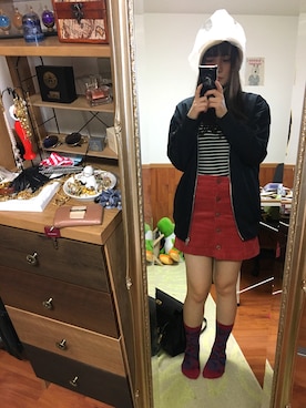 「Casselini（キャセリーニ）のアイテム（ニットキャップ/ビーニー）」を使った、✡ななうみ✡さん（レディース・160cm）の秋コーディネート