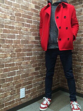 「SHIPS（シップス）のアイテム（ピーコート）」を使った、mr.nnさん（メンズ・165cm）の冬コーディネート