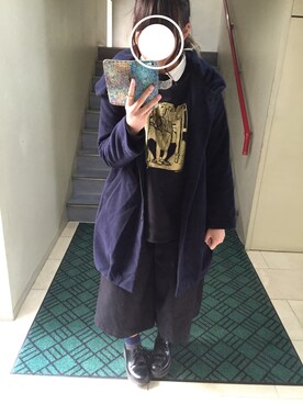 「大学」｜「アイテム（スウェット）」を使った、りたさん（レディース・164cm）の冬コーディネート
