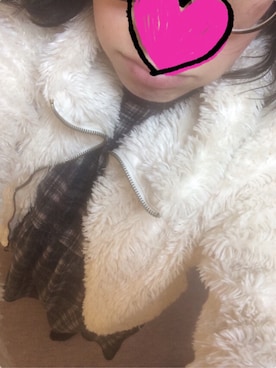「チェックワンピース」｜「アイテム（ダウンジャケット/コート）」を使った、@みゃ~さん（レディース・162cm）の秋コーディネート