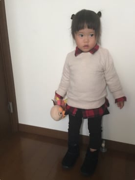 「シャツ×スウェット」｜「アイテム（その他）」を使った、kotochanさん（キッズ・80cm）の秋コーディネート