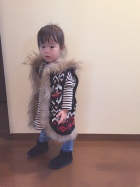 「もけもけ」｜「アイテム（ブーツ）」を使った、kotochanさん（キッズ・80cm）の冬コーディネート