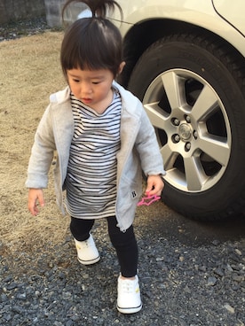 「abcd（ナシ）のアイテム（スウェット）」を使った、kotochanさん（キッズ・80cm）の春コーディネート