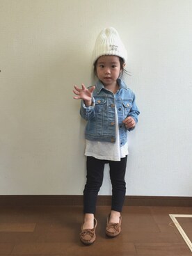 「ラブ＆ピース2016」｜「アイテム（デニムジャケット）」を使った、kotochanさん（キッズ・80cm）の秋コーディネート