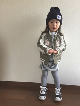 「SEVENDAYS=SUNDAY（セブンデイズサンデイ）のアイテム（帽子）」を使った、kotochanさん（キッズ・80cm）の秋コーディネート