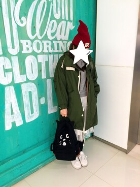 「I am I （アイアムアイ）のアイテム（モッズコート）」を使った、EllieChaCha♥︎さん（レディース・157cm）の冬コーディネート
