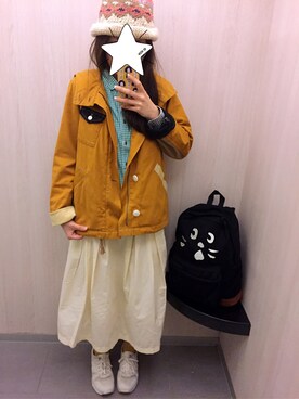 「POU DOU DOU（プードゥドゥ）のアイテム（マウンテンパーカー）」を使った、EllieChaCha♥︎さん（レディース・157cm）の春コーディネート