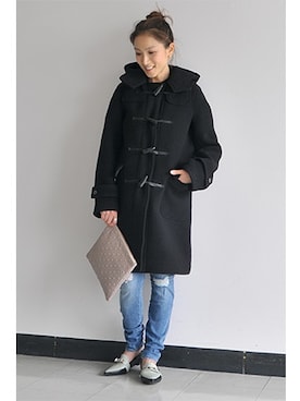 「アイテム（ダッフルコート）」を使った、マナマナスタッフさん（レディース・156cm）の秋コーディネート