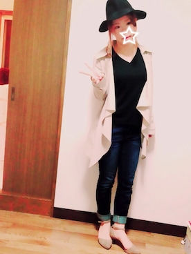 「CECIL McBEE（セシルマクビー）のアイテム（トレンチコート）」を使った、にこちゃんさん（レディース・154cm）の秋コーディネート