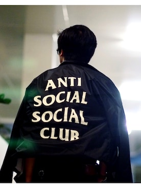 「anti social social club」｜「アイテム（ジャケット/アウター）」を使った、レザさん（メンズ・163cm）の冬コーディネート