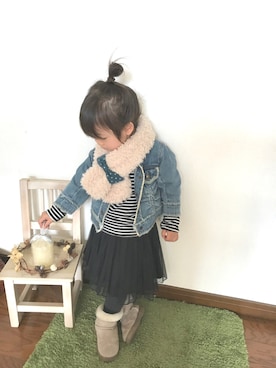「3ヶ月」｜「アイテム（ジャケット/アウター）」を使った、yui_mina◡̈⋆*さん（キッズ・90cm）の冬コーディネート