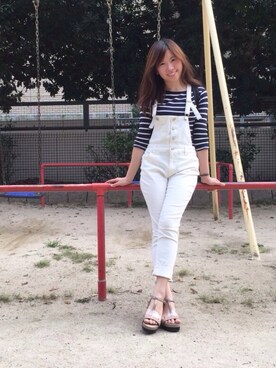 「stripes」｜「アイテム（オールインワン・サロペット）」を使った、pinxkoさん（レディース・152cm）の秋コーディネート