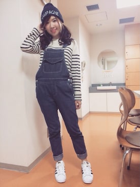 「chic」｜「アイテム（サロペット/オーバーオール）」を使った、pinxkoさん（レディース・152cm）の秋コーディネート
