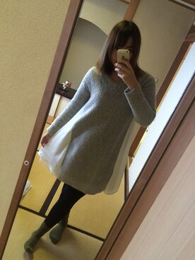 「MERCURYDUO（マーキュリーデュオ）のアイテム（チュニック）」を使った、maaaaminさん（レディース・162cm）の冬コーディネート