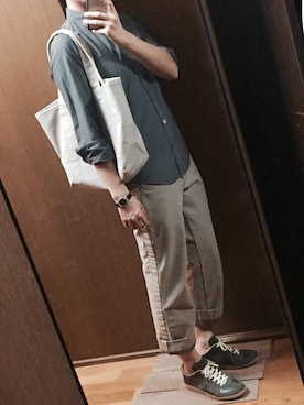 「パッカリングパンツ」｜みっくんさん（メンズ・167cm）の春コーディネート