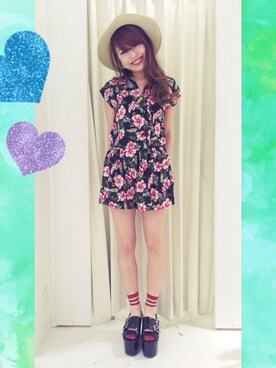 「jouetie（ジュエティ）のアイテム（つなぎ/オールインワン）」を使った、sayocoさん（レディース・153cm）の春コーディネート