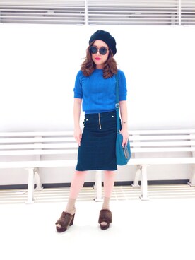 「LIPSERVICE（リップサービス）のアイテム（ハンチング/ベレー帽）」を使った、Serina Toyookaさん（レディース・150cm）の夏コーディネート