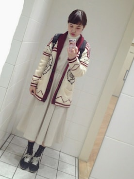 「カウチン」｜「アイテム（ワンピース/ドレス）」を使った、ひなさん（レディース・163cm）の秋コーディネート