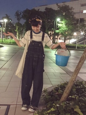 「花火」｜「アイテム（オールインワン・サロペット）」を使った、ひなさん（レディース・163cm）の夏コーディネート