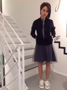 「URBAN RESEARCH（アーバンリサーチ）のアイテム（スタジャン）」を使った、オオノさん（レディース・162cm）の秋コーディネート
