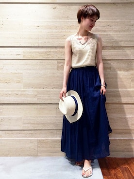 「ノースリーブニット」｜オオノさん（レディース・162cm）の夏コーディネート