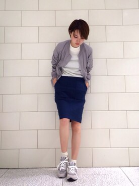 「ウエストイン」｜「アイテム（MA-1）」を使った、オオノさん（レディース・162cm）の夏コーディネート