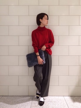 「lot lamb（ロットラム）のアイテム」を使った、オオノさん（レディース・162cm）の秋コーディネート