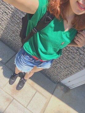 「RCWB（アールシーダブリュービー）のアイテム（トップス）」を使った、miyutaemさん（レディース・164cm）の夏コーディネート