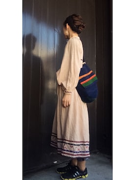 「インド綿ワンピ」｜saccoさん（レディース・163cm）の秋コーディネート