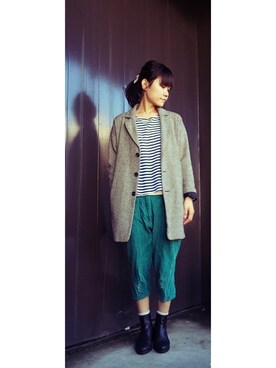 「風邪っぴき」｜「アイテム（チェスターコート）」を使った、saccoさん（レディース・163cm）の秋コーディネート